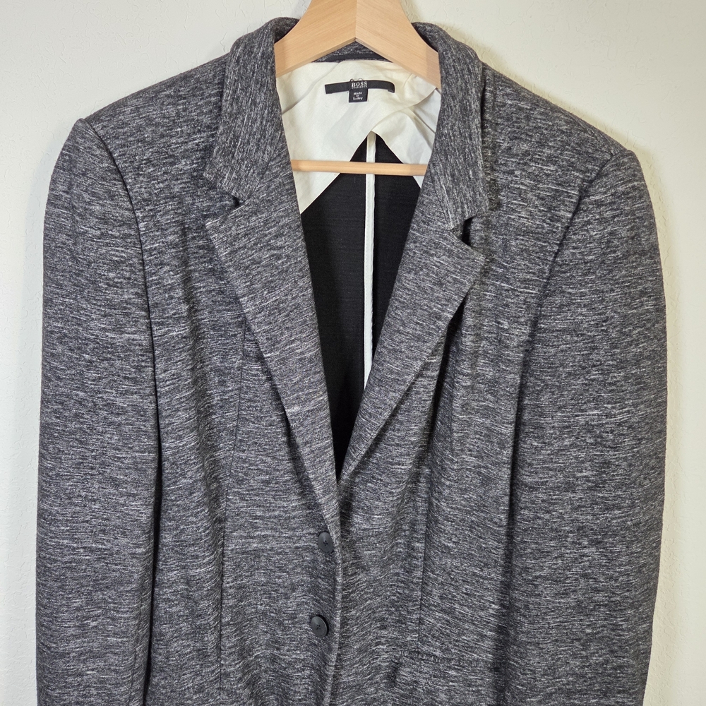 Hugo Boss Jasmena Knit Gray Soft Stretch Ponte Career Jacket Blazer Size 10 - Picture 14 of 16